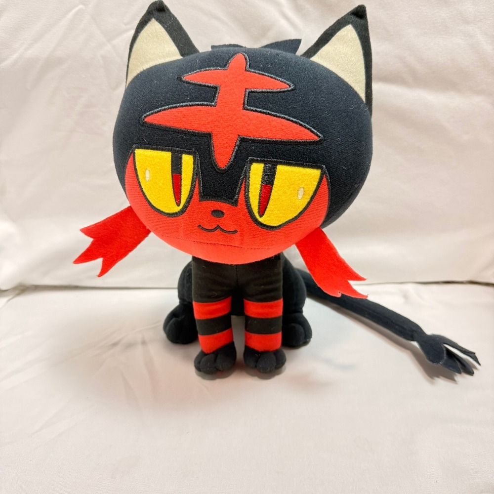 Pokemon Litten Plush Stuffed Animal Toy Black Red Fire Cat Alola Starter 2019